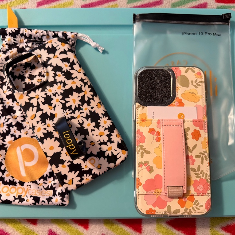 Loopy Case Floral and Walli Case with Pink Strap for IPhone 13 Pro Max